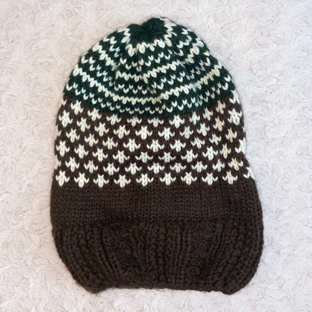 Zara Man green/brown knitted beanie/hat